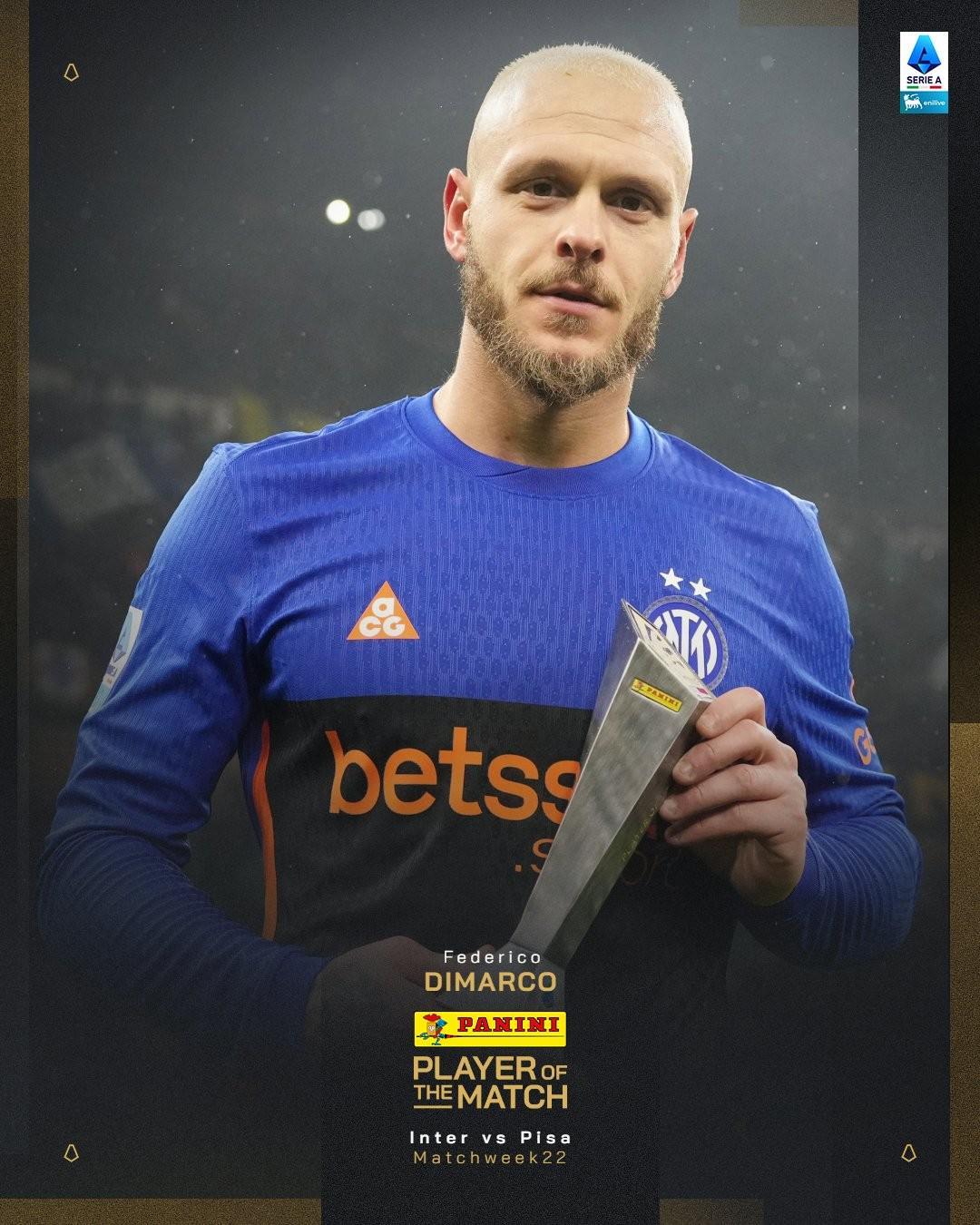 开云足球-替补出场独造三球，迪马尔科当选国米vs比萨全场最佳